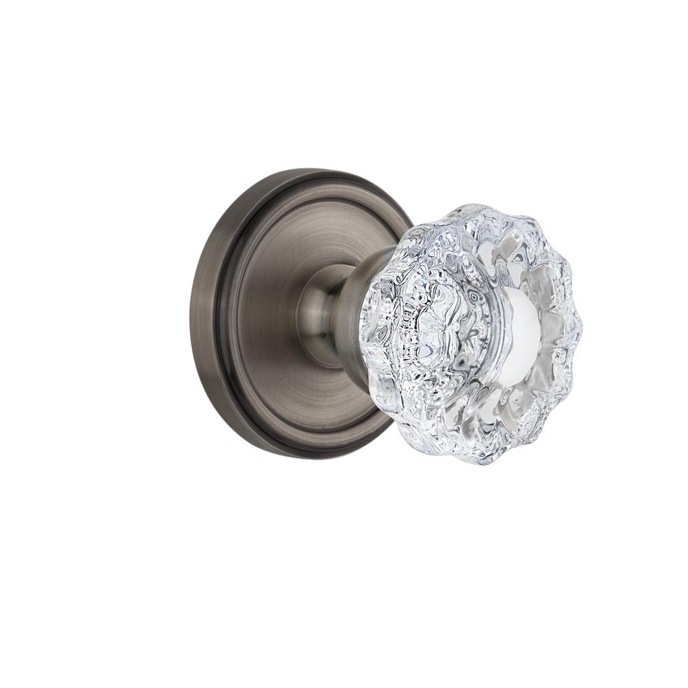 Grandeur by Nostalgic Warehouse GEOVER Privacy Knob - Georgetown Rosette with Versailles Crystal Knob in Antique Pewter